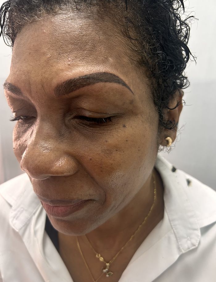 Client brows after microshading at Ellimak Aesthetics